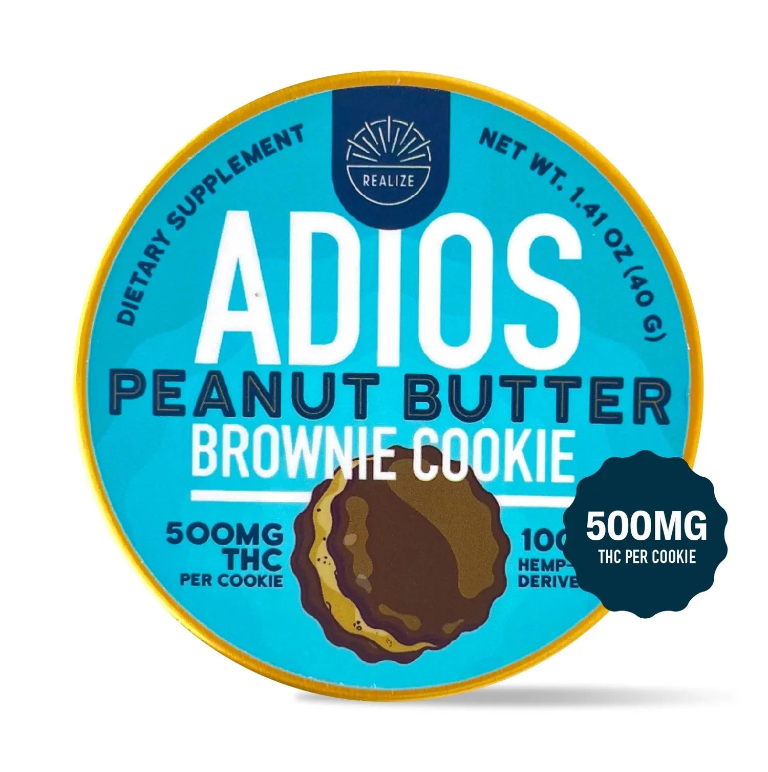 Realize Adios Peanut Butter Brownie Cookie THC Infused Realize Coastal Hemp Co