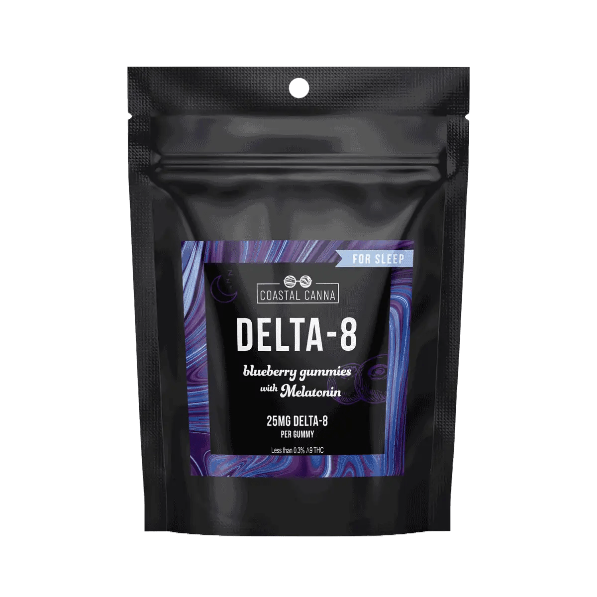 Nighttime Delta-8 Gummies 25 mg with Melatonin (Vegan) - Coastal Hemp Co - Coastal Hemp Co
