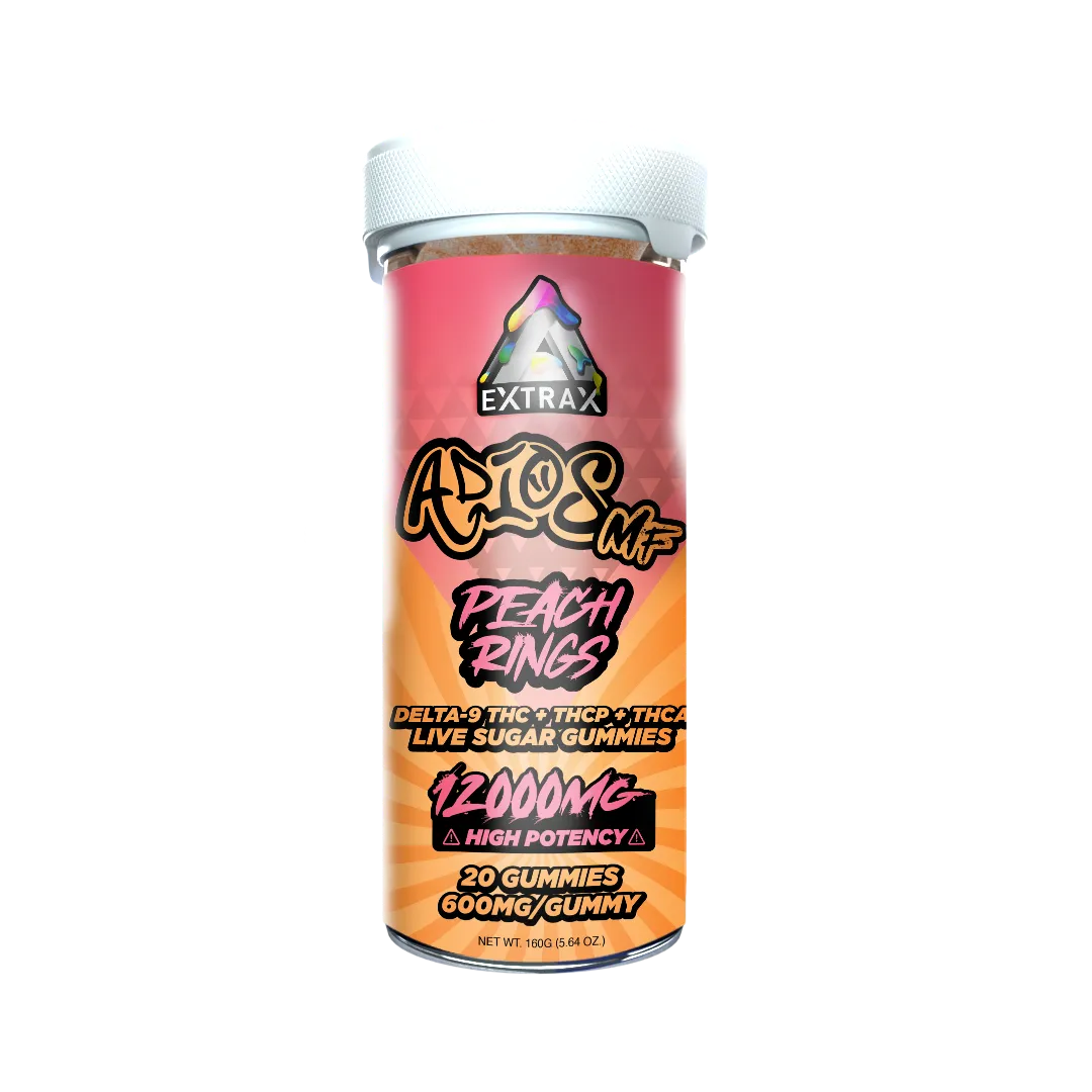 Delta Extrax Adios MF THCA Gummies 12,000Mg Delta Extrax peach rings