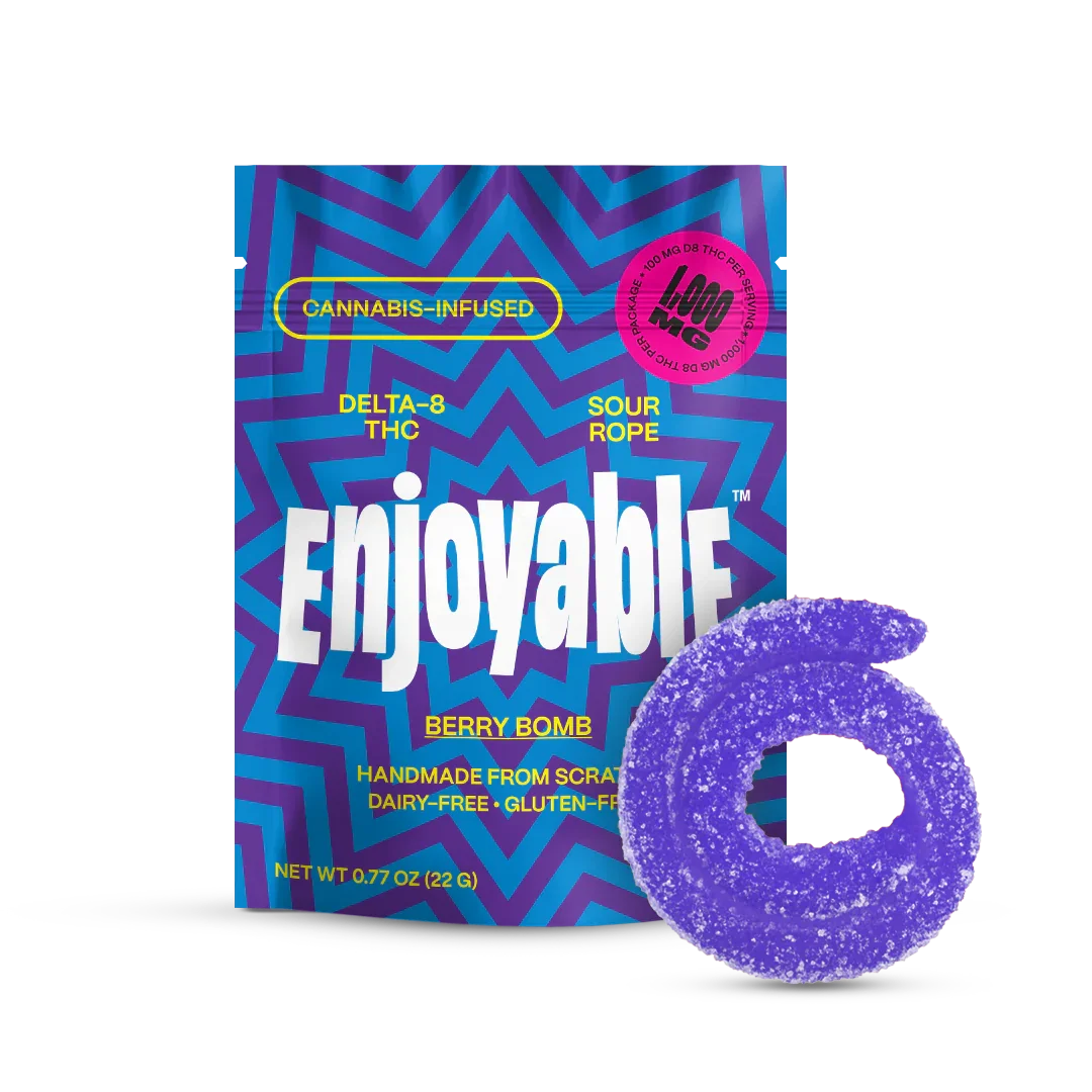 Enjoyable Neuro Enhancer Delta-8 Sour Ropes | 500mg Enjoyable Coastal Hemp Co