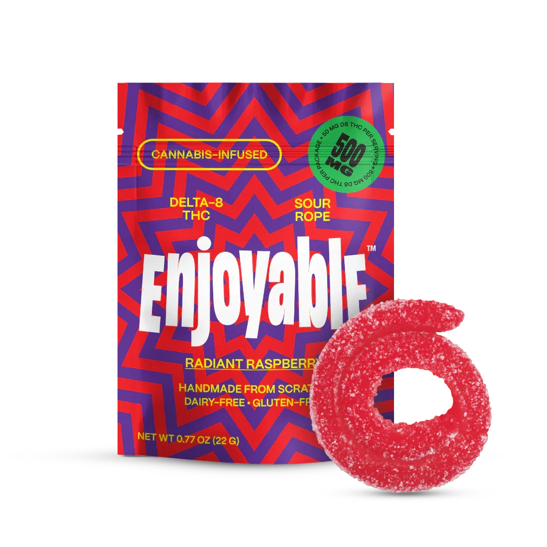 Enjoyable Neuro Enhancer Delta-8 Sour Ropes | 500mg Enjoyable Coastal Hemp Co