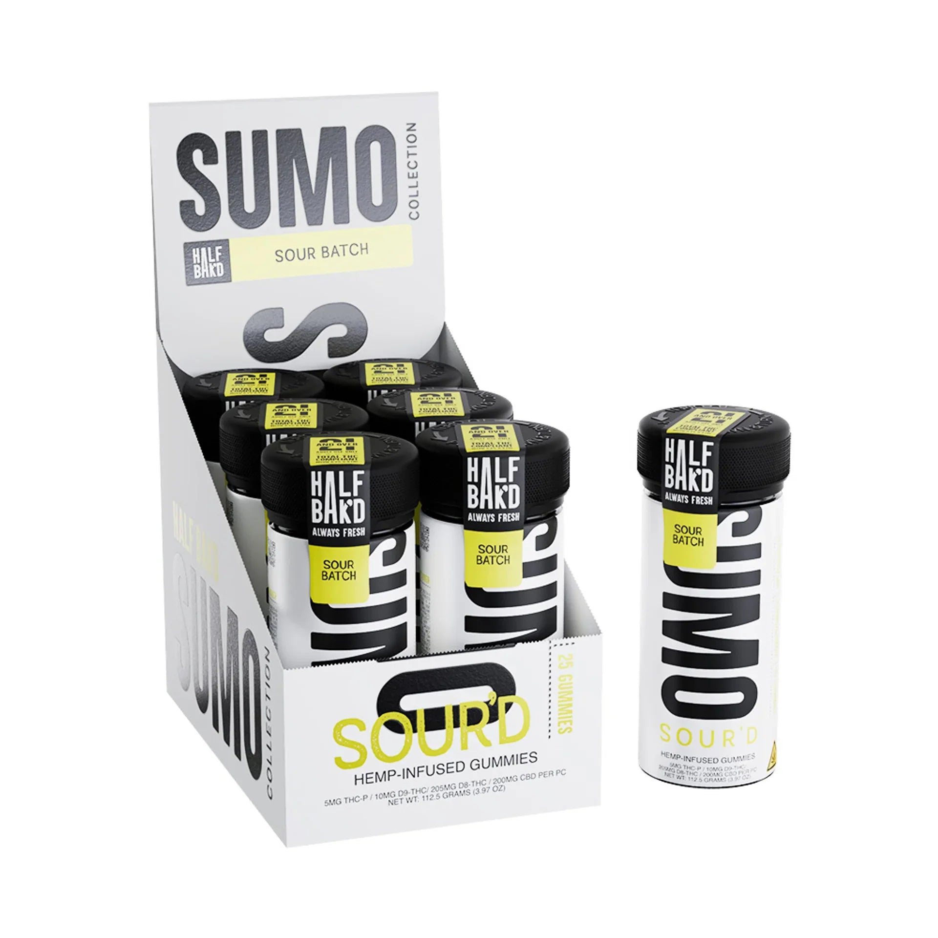 Half Bak'd SUMO SOUR'D Gummies 10,000mg | Display Box 6-Pack Half Bak'd Coastal Hemp Co