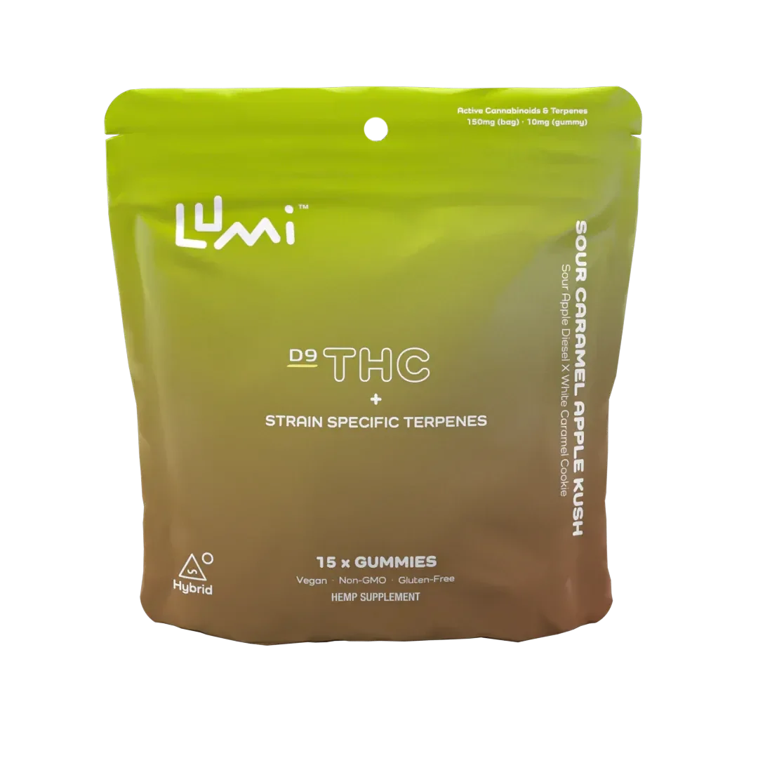 Lumi D9 Gummies + Strain Specific Terpenes 15ct - Coastal Hemp Co - Sour Caramel Apple