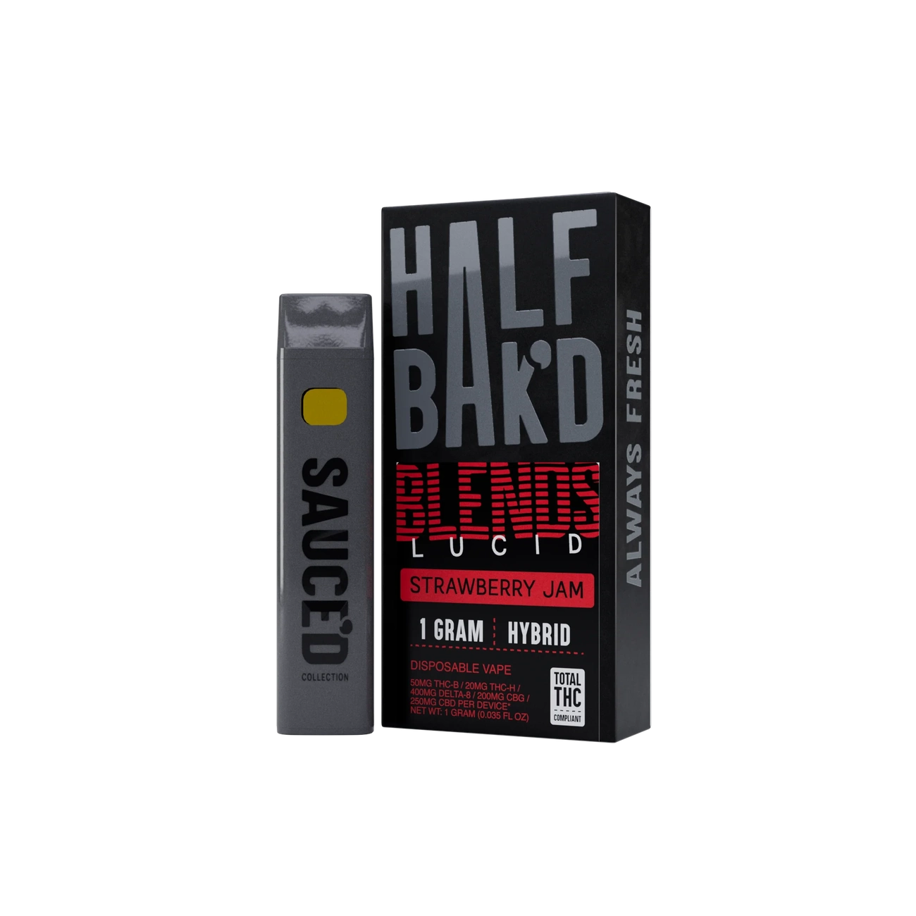 Half Bak'd - 1G THC Disposable Vape Half Bak'd Coastal Hemp Co
