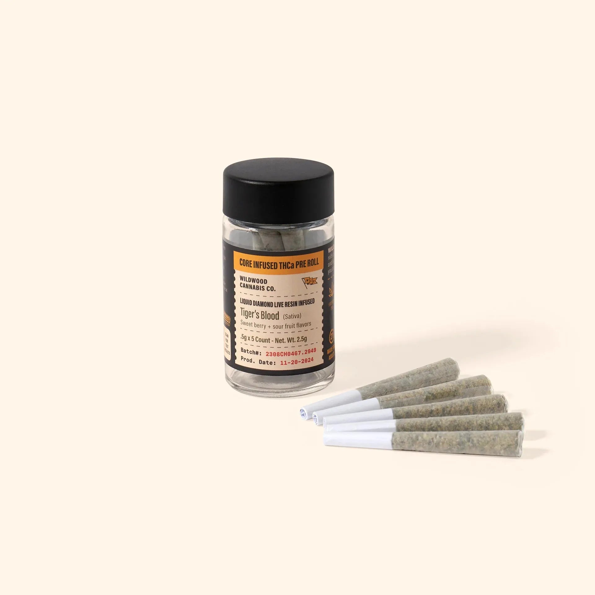 Wildwood THCa Live Resin Core Infused Pre Roll, 5ct Wildwood Coastal Hemp Co