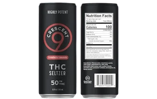 Crescent Canna - Crescent 9 High Potency THC Seltzer 50mg - Shop Coastal Hemp Co