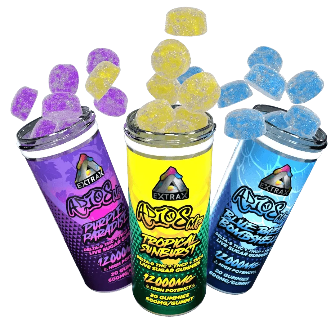 delta extrax adios mf gummies jar