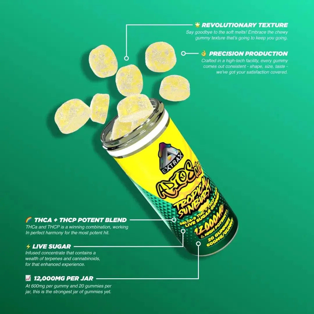 delta extrax adios mf gummy closeup