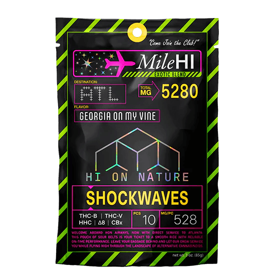 Mile High Blend Shockwaves 5280mg Hhc Thcb Thcv D8 Cbx Coastal Hemp Co