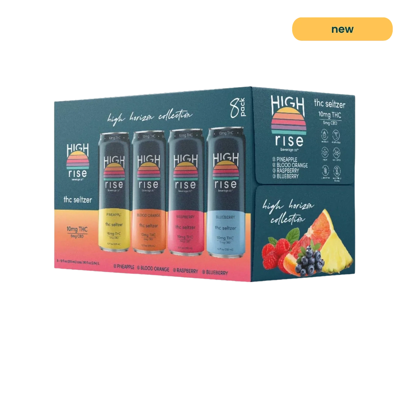 High Rise Delta-9 10mg Seltzer Variety 8-Pack High Rise Beverage Co. Coastal Hemp Co