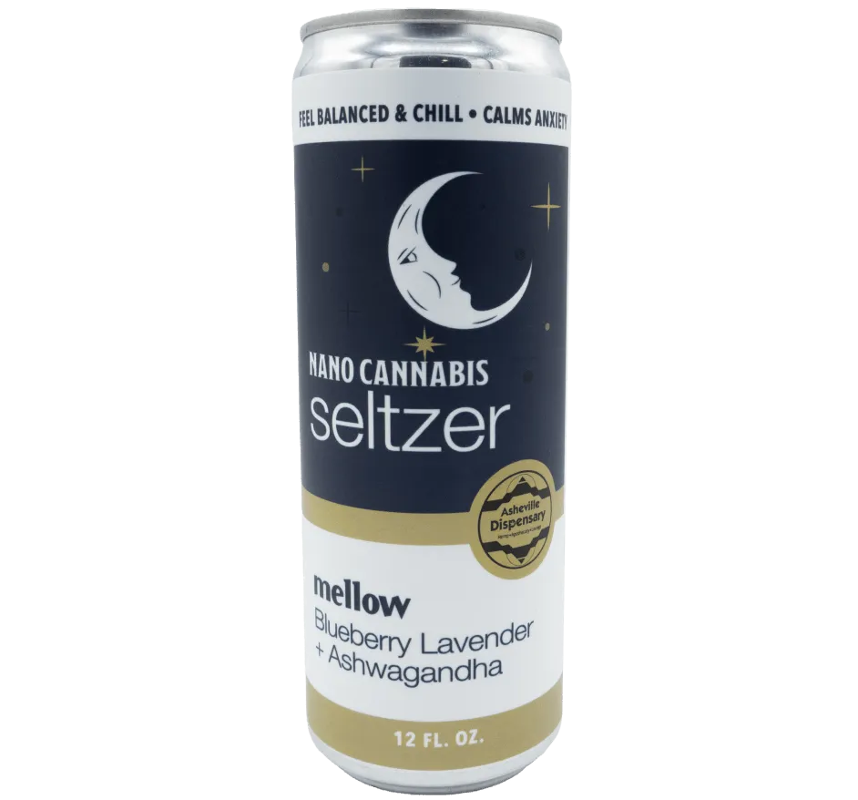 Asheville Dispensary Mellow Nite Nite Blueberry Lavender Seltzer 20mg CBD Asheville Dispensary Coastal Hemp Co