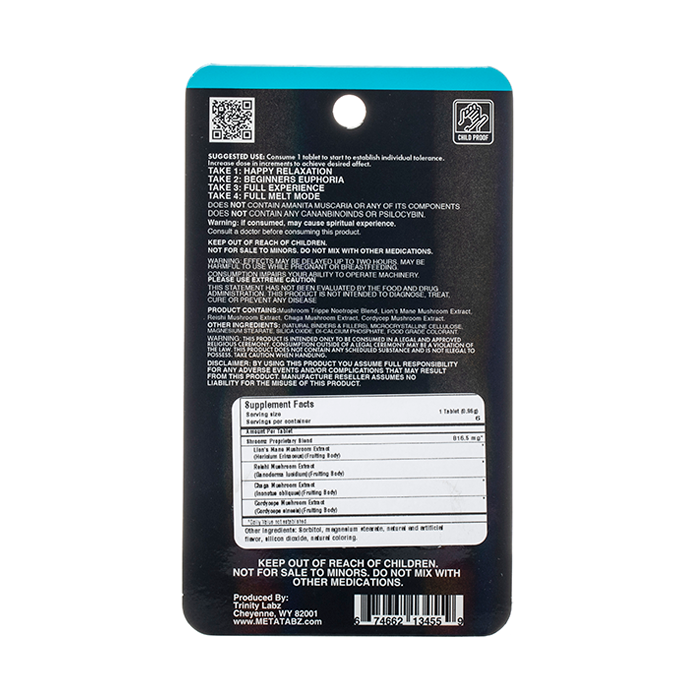 META Nootropic Shroomz Tabz 6pc 4900mg Blue Razz Meta Coastal Hemp Co