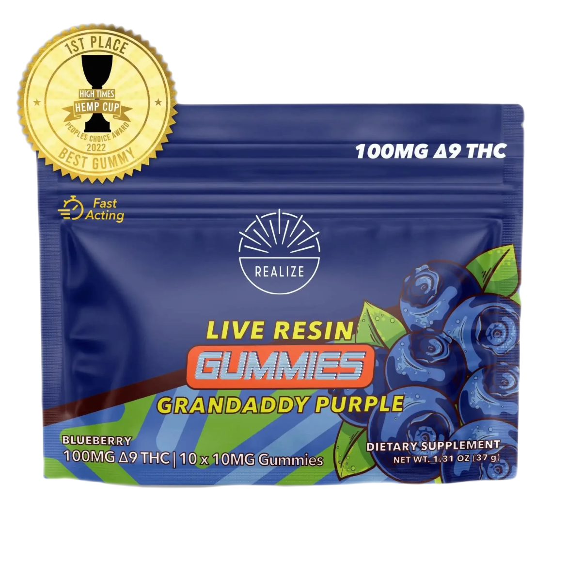 Realize D9 Gummies 100 mg Live Resin - Coastal Hemp Co - Coastal Hemp Co