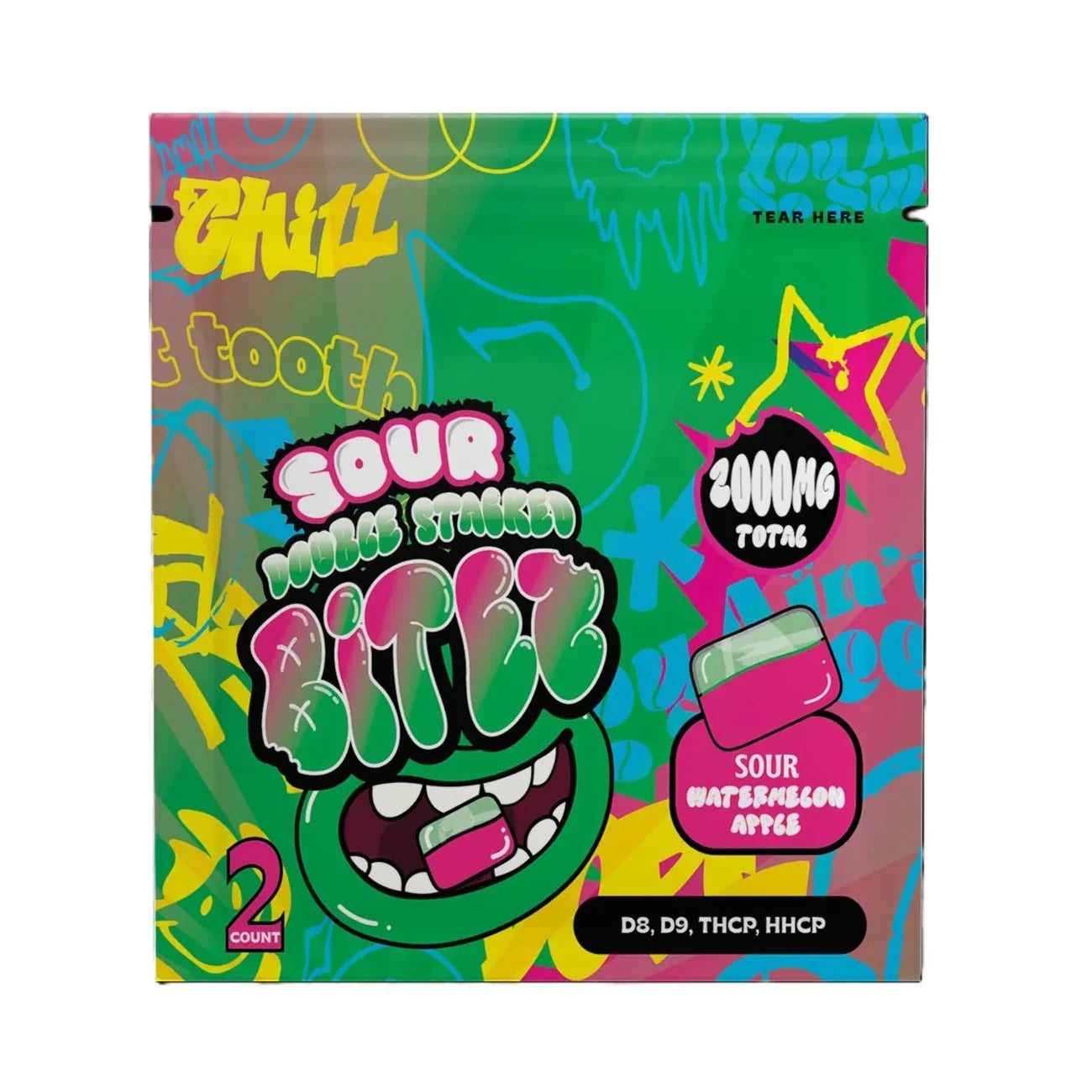 Double Stacked Bitez 2000mg 2pk Trippy Sugar Coastal Hemp Co