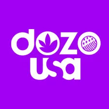 Dozo USA cannabis leaf and baseball logo on purple background