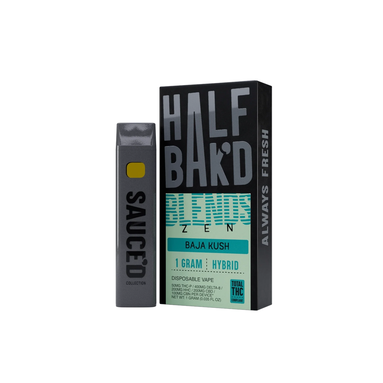 freshly baked disposable vape review Half Bak'd THCP Dimensions_100 x 17 x 17 mm Choose Flavor:Code Red Spearmint Breeze Pro