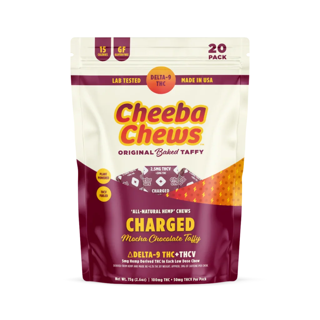 Cheeba Chews taffy package on a white background