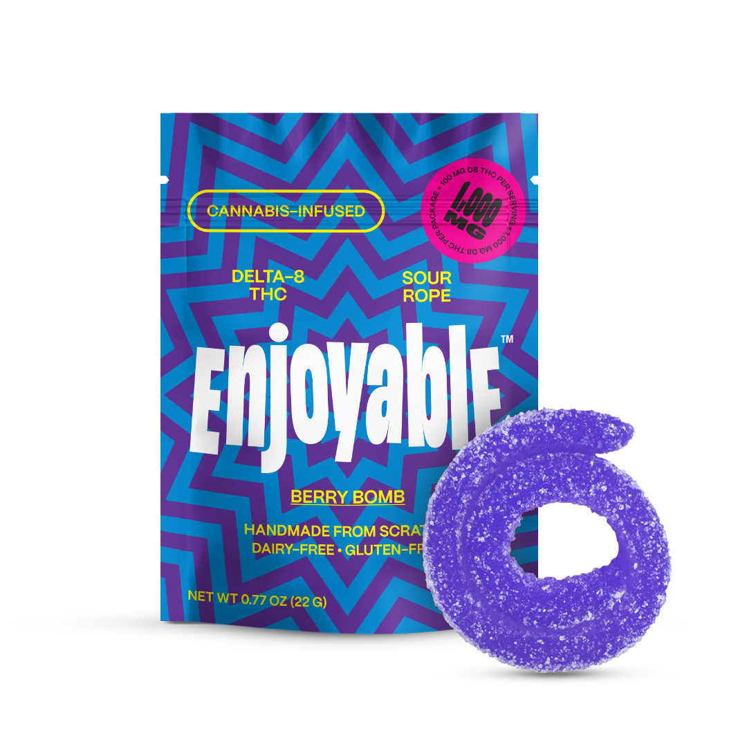 Enjoyable Neuro Enhancer Delta-8 Sour Ropes | 500mg Enjoyable Coastal Hemp Co