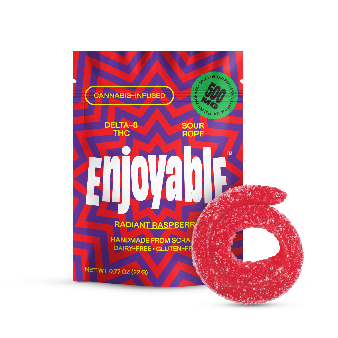 Enjoyable Neuro Enhancer Delta-8 Sour Ropes | 500mg Enjoyable Coastal Hemp Co