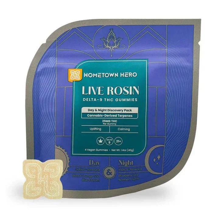 Hometown Hero Live Rosin Day & Night Gummies 100 mg Pack Hometown Hero Coastal Hemp Co