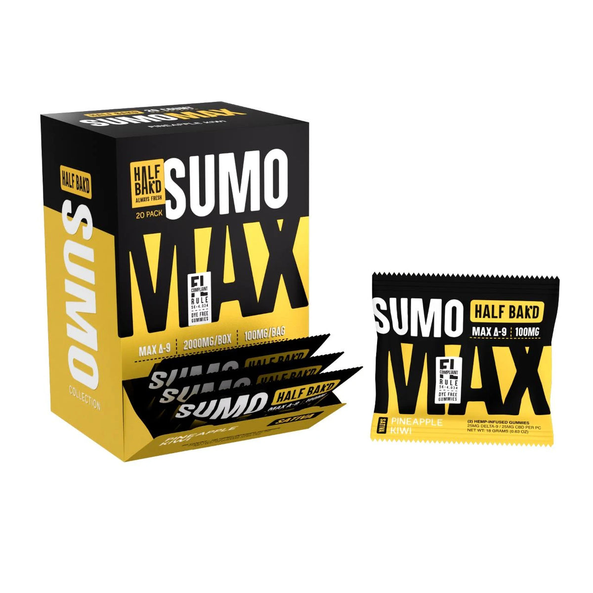 Half Bak'd D9 SUMO MAX Gummies 1000mg - Coastal Hemp Co
