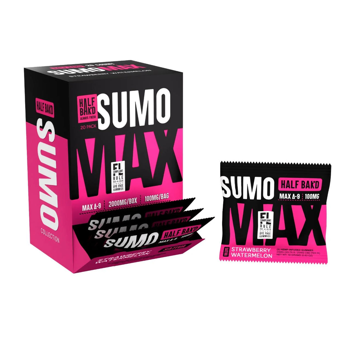 Half Bak'd D9 SUMO MAX Gummies 1000mg - Coastal Hemp Co