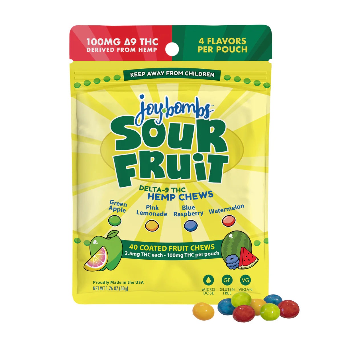 Joy Bombs Original Fruit - THC Hemp Chews 100mg Joy Bombs Coastal Hemp Co