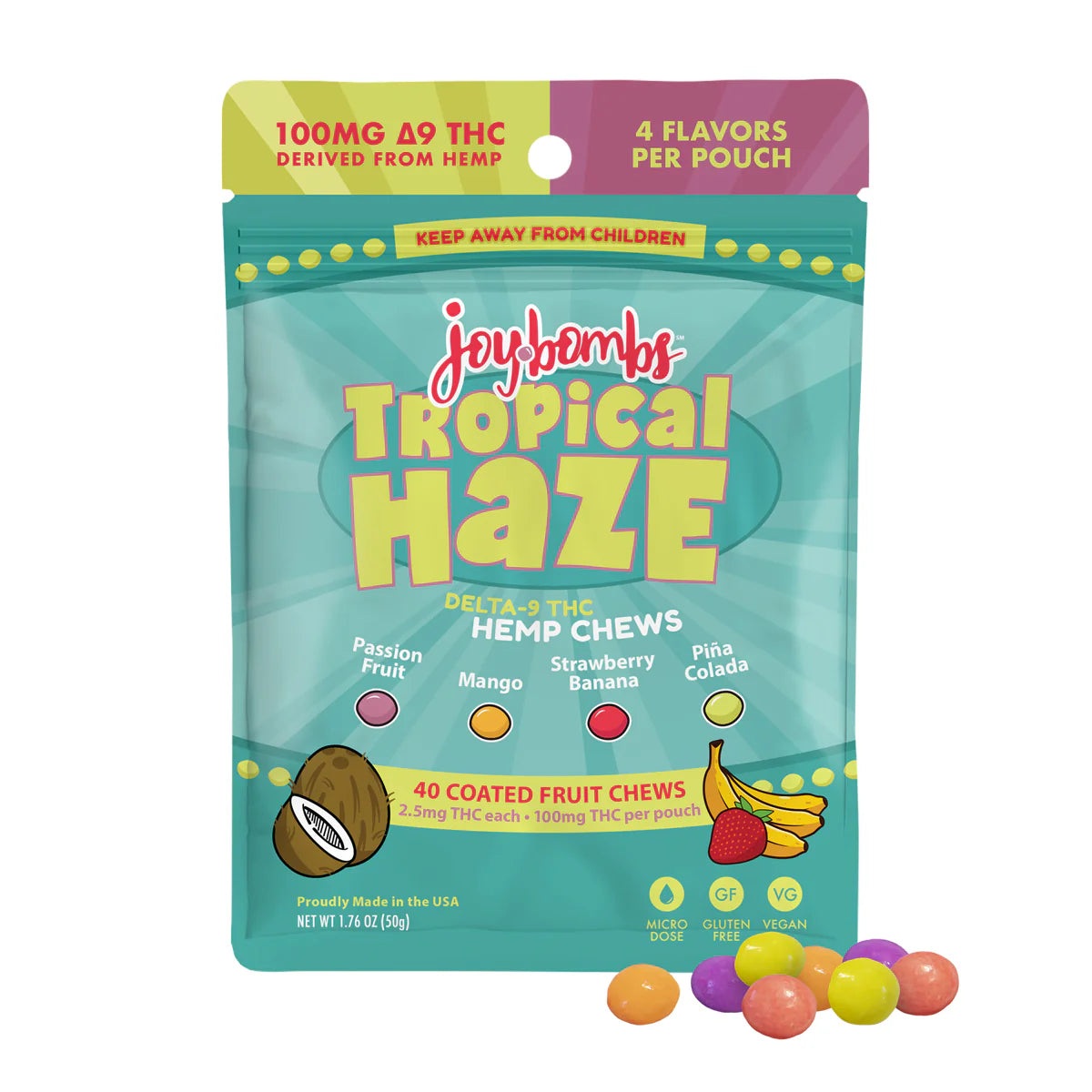 Joy Bombs Original Fruit - THC Hemp Chews 100mg Joy Bombs Coastal Hemp Co