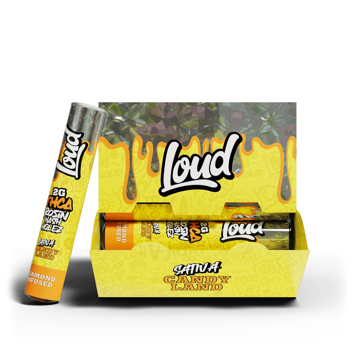 Loud Candy Land Sativa 20-pack display box and pre-roll tube, CHC Distro wholesale