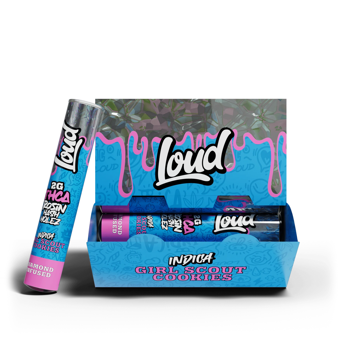 Loud Girl Scout Cookies Indica pre-roll pack with blue and pink branded packaging from CHC Distro