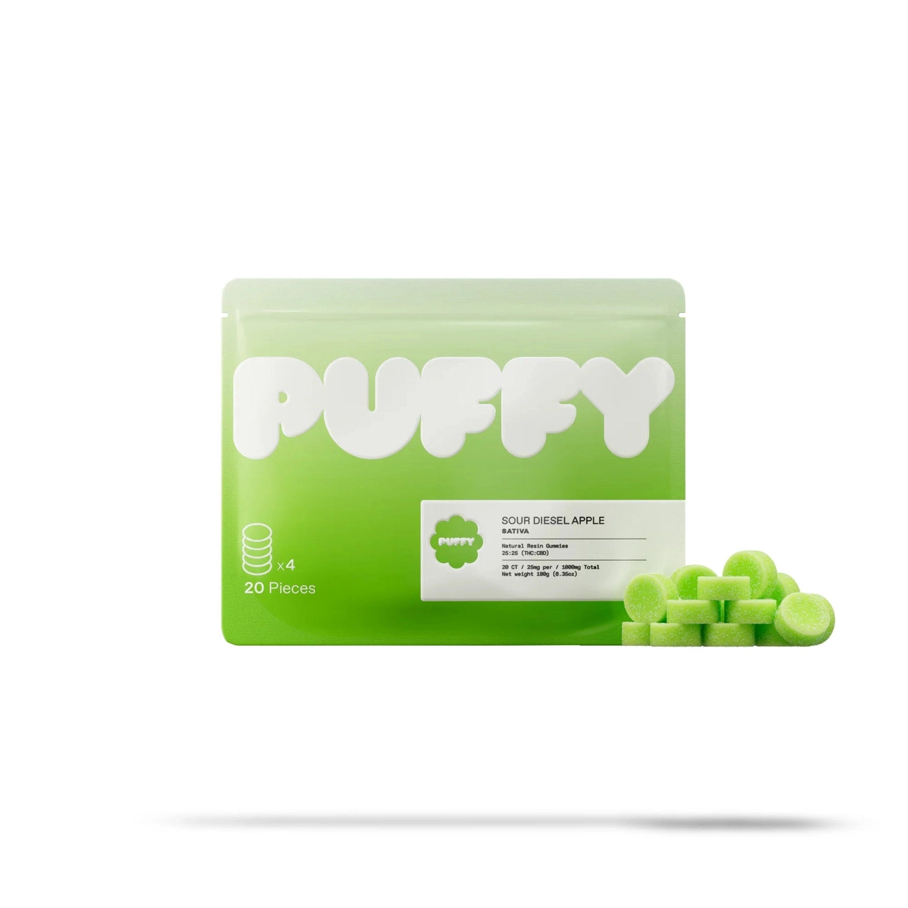 PUFFY Natural Resin THC Gummies 25mg 20ct QWIN Coastal Hemp Co