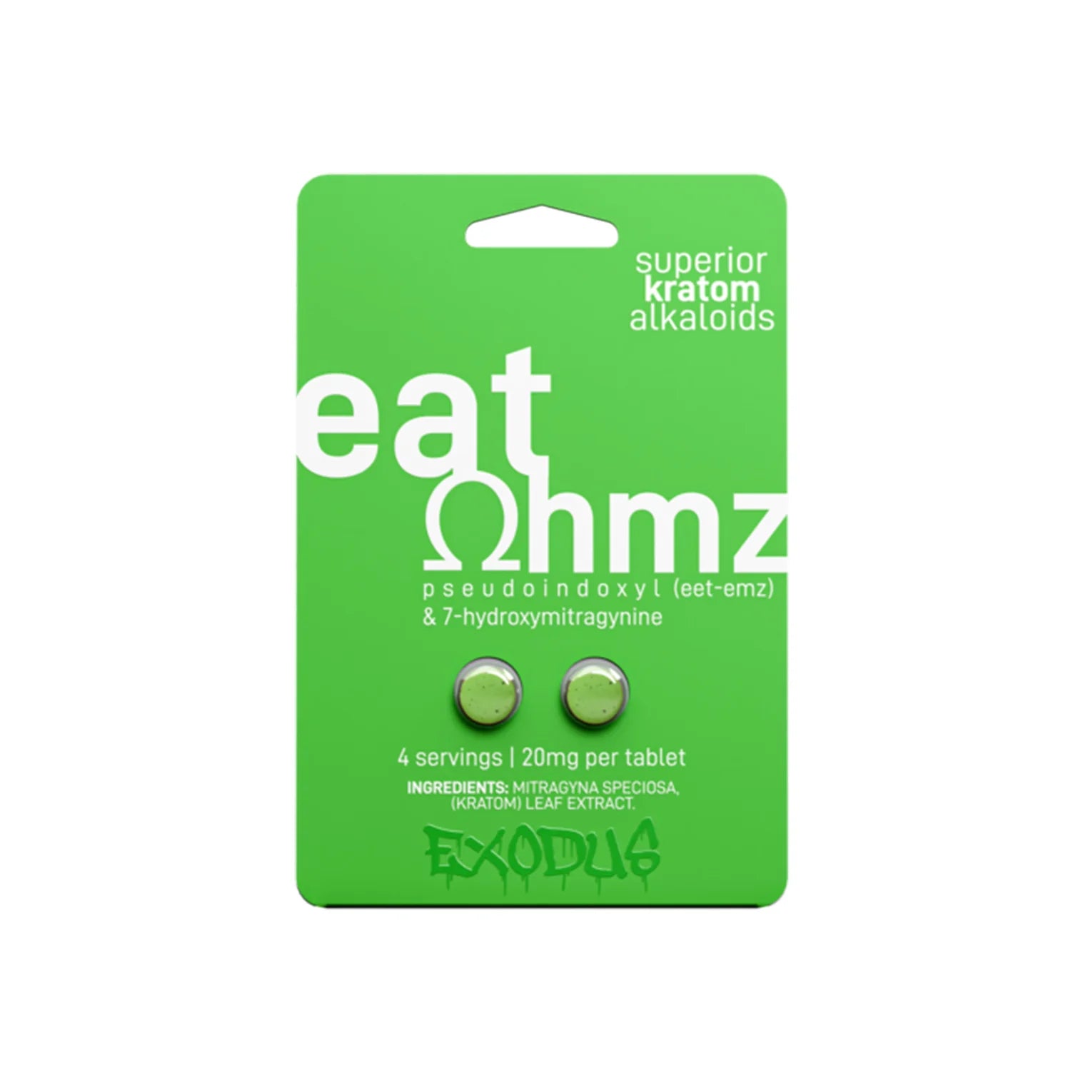 Eat Ohmz Pseudo + 7-OH Green Kratom Tablets – 40mg – 2pk Exodus Labs Coastal Hemp Co
