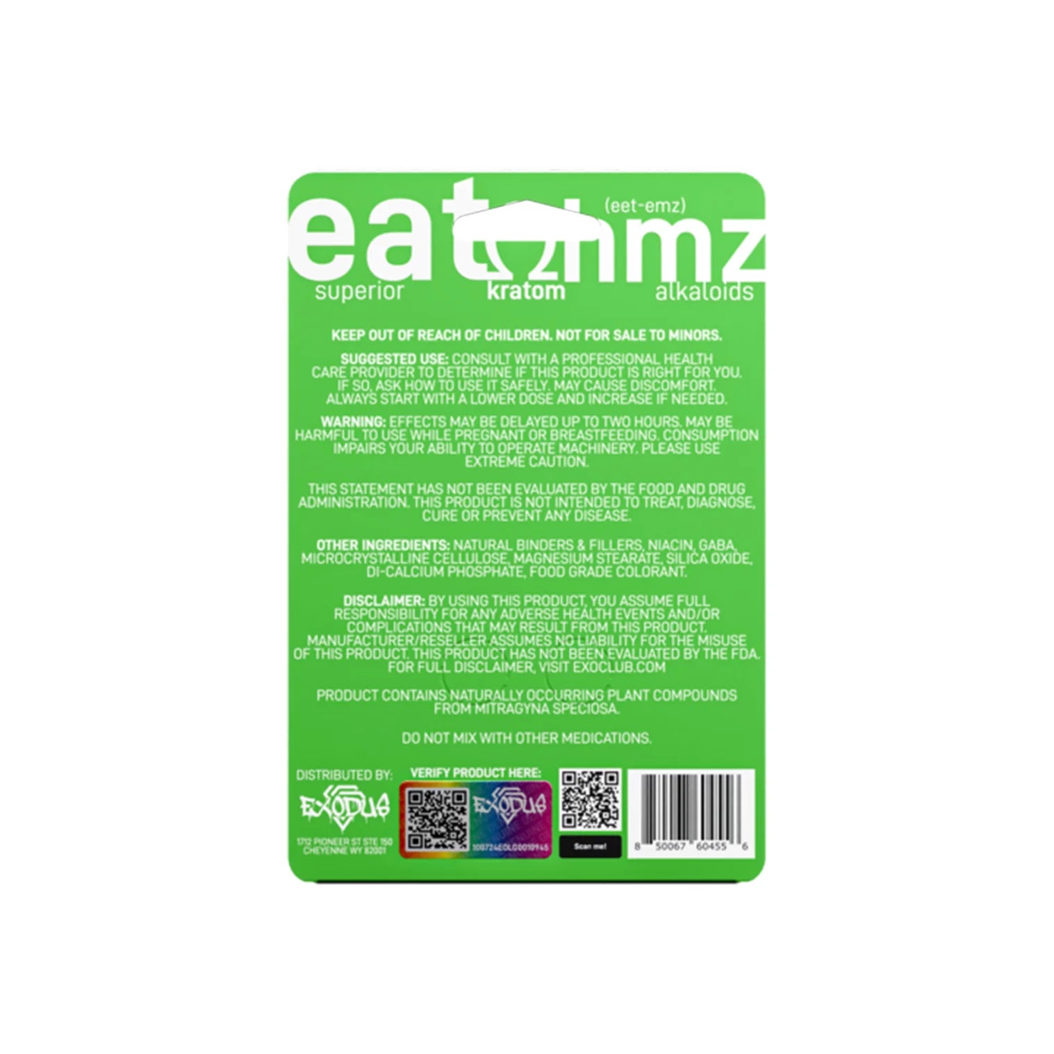 Eat Ohmz Pseudo + 7-OH Green Kratom Tablets – 40mg – 2pk Exodus Labs Coastal Hemp Co