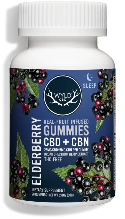 WYLD CBD/CBN SLEEP Gummies Elderberry 20ct WYLD Coastal Hemp Co
