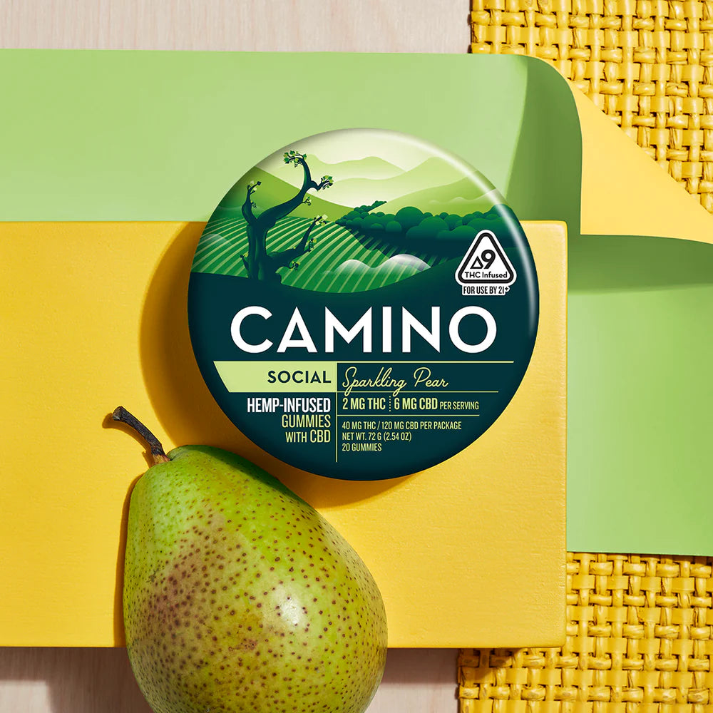 Camino Sparkling Pear 'Social' 2mg : 6mg CBD Gummies - Coastal Hemp Co