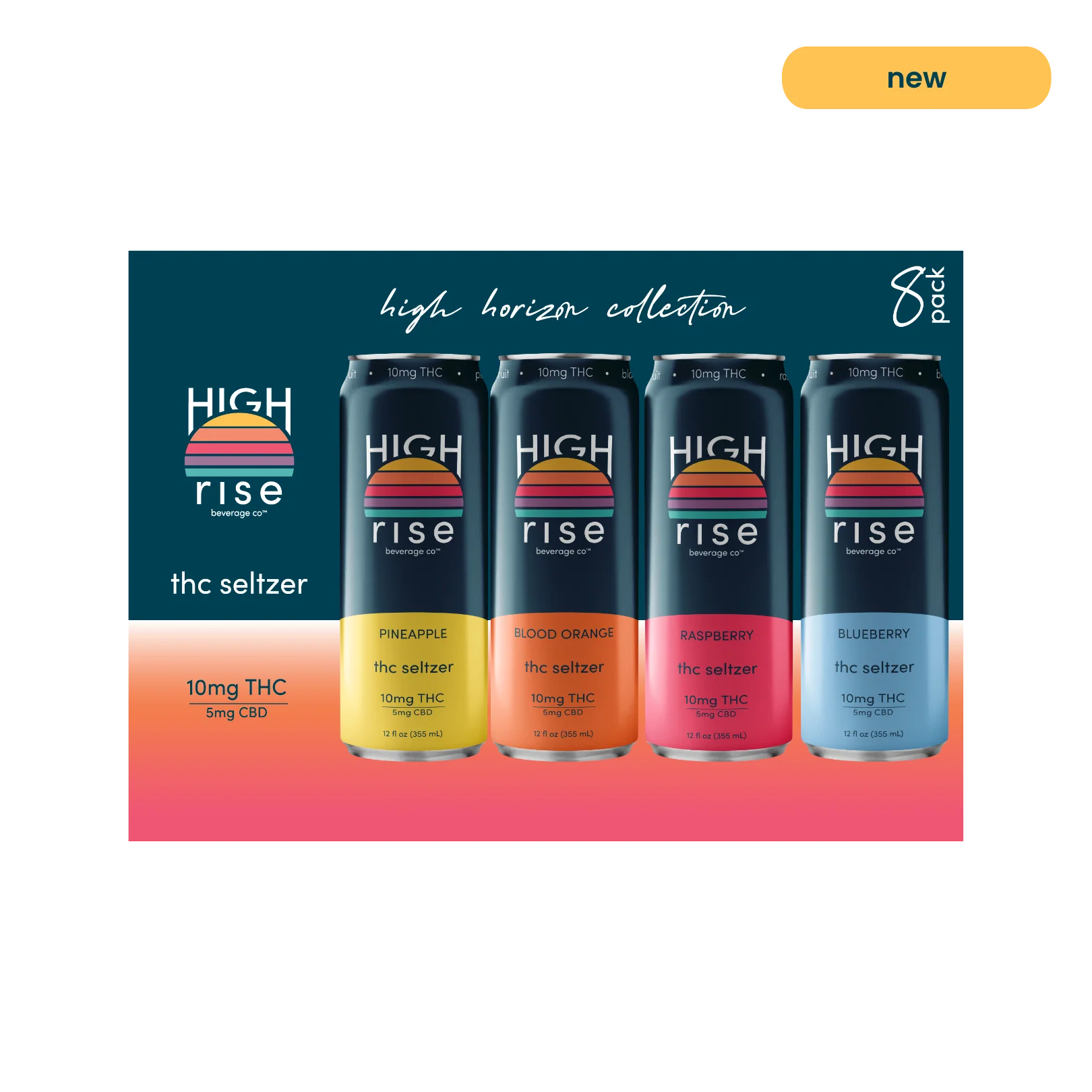 High Rise Delta-9 10mg Seltzer Variety 8-Pack High Rise Beverage Co. Coastal Hemp Co