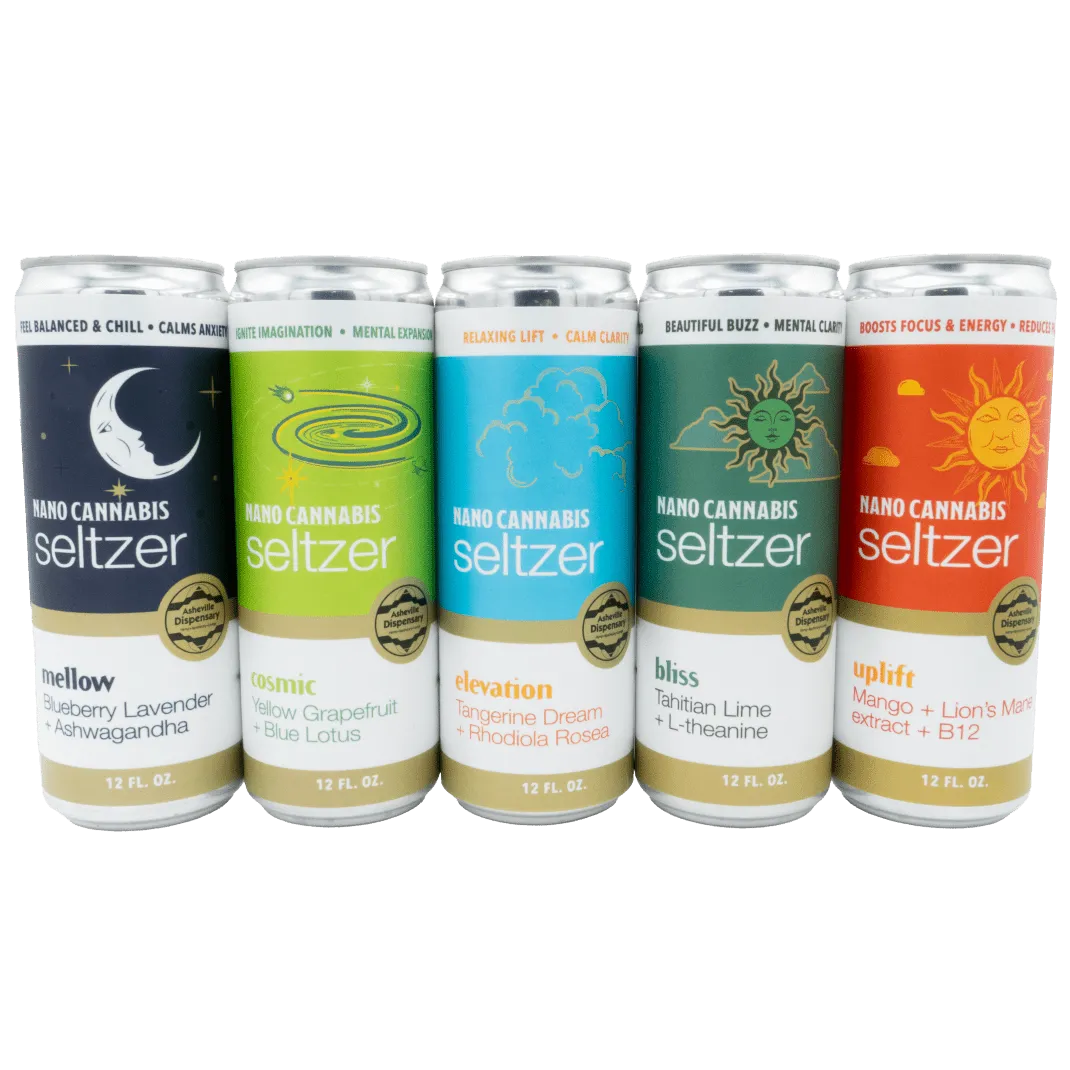 Asheville Dispensary Mellow Nite Nite Blueberry Lavender Seltzer 20mg CBD Asheville Dispensary Coastal Hemp Co