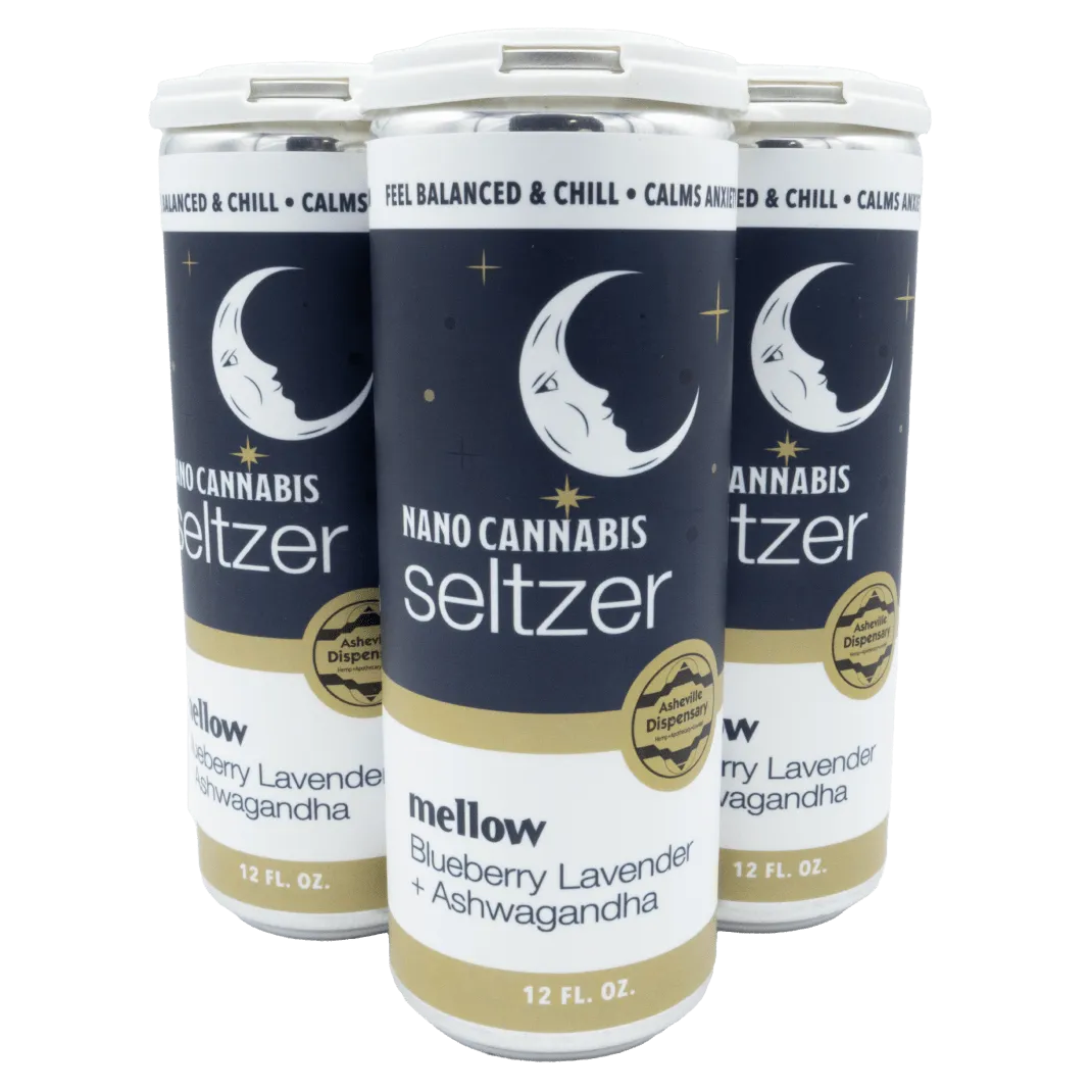 Asheville Dispensary Mellow Nite Nite Blueberry Lavender Seltzer 20mg CBD Asheville Dispensary Coastal Hemp Co