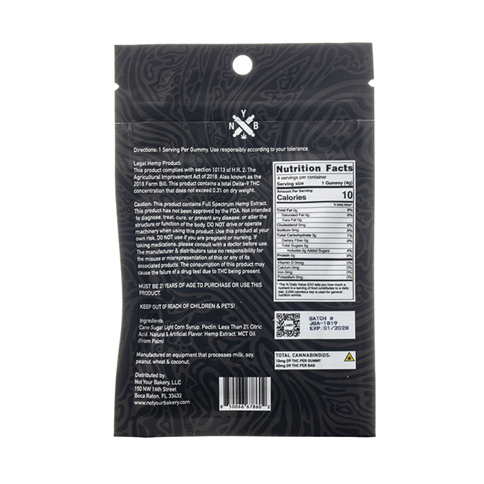 NYB Jelly Bama D9 Gummies 40mg 4ct - Coastal Hemp Co