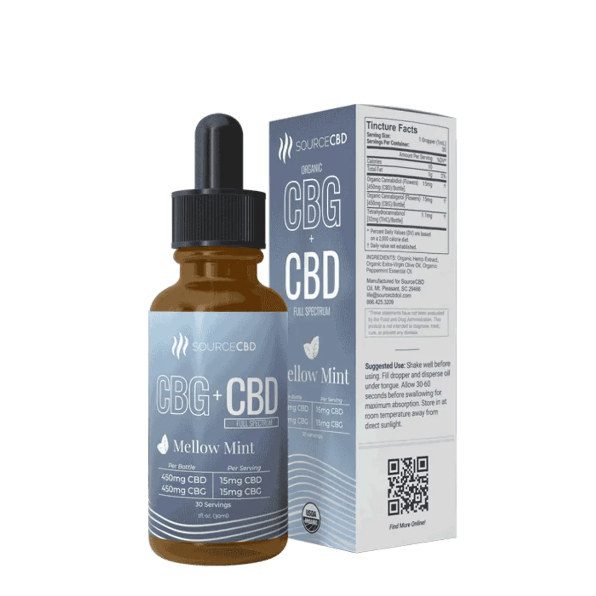 Organic CBD + CBG Tincture Mellow Mint 900 Mg - Coastal Hemp Co - Coastal Hemp Co