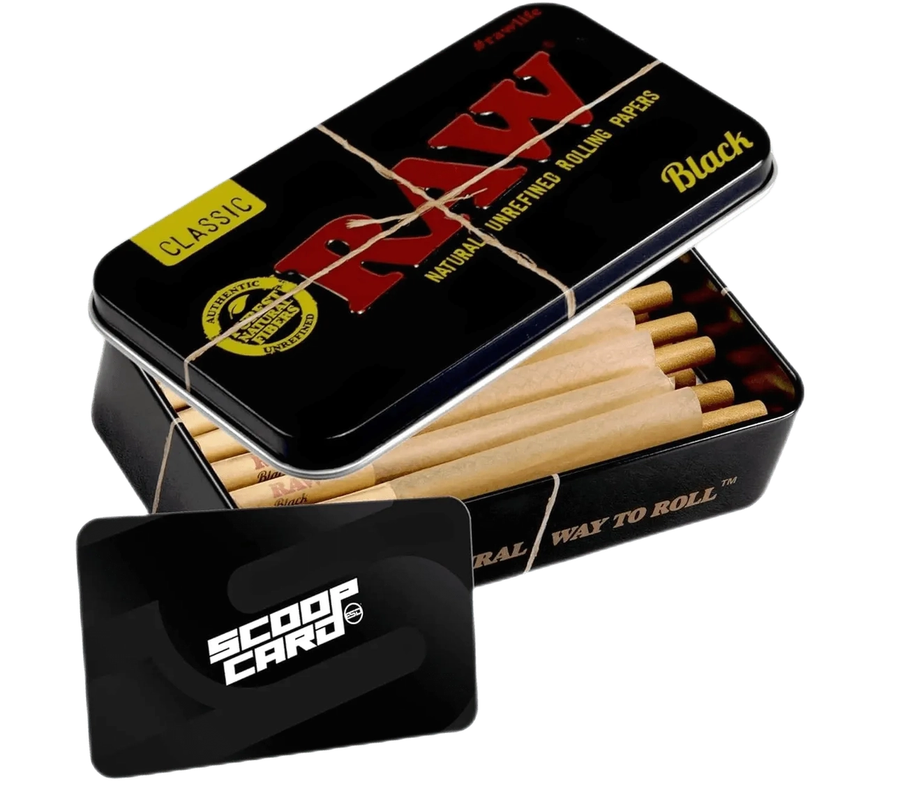 RAW Black Raw Classic Pre-rolled Cones 1-1/4 Packed  with Packing Tubes - Coastal Hemp Co