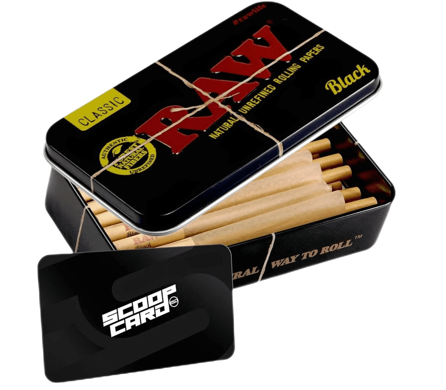 RAW Black Raw Classic Pre-rolled Cones 1-1/4 Packed  with Packing Tubes - Coastal Hemp Co