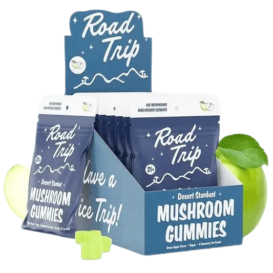 road trip desert stardust mushroom gummies box