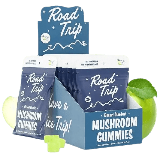road trip desert stardust mushroom gummies box